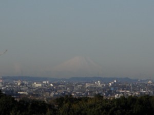 朝日に輝く富士山