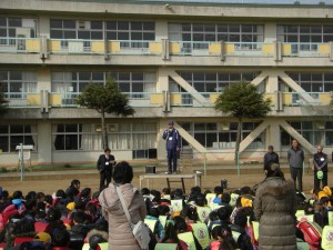 下校時の避難訓練について，校長先生からのお話(13:55)