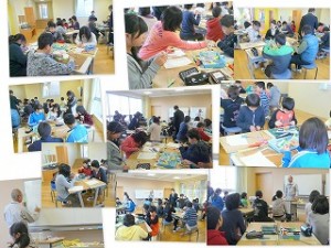 出前授業1 作業風景 みんな真剣です。\