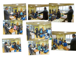 全校朝会表彰 全校朝会の様子\