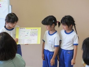 IMG_0930 今日の献立発表の様子。よくできました。\