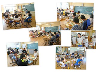 給食風景 食欲の秋ですね。\