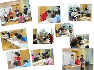 アイマスク体験\ 点字学習の様子\
