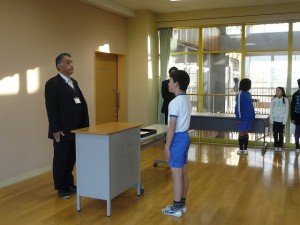 P1190576 全校朝会 朝のあいさつ