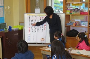 IMG_2712 いよいよメモを参考に作文を書きます。そのときのポイントを確認しています。\\\